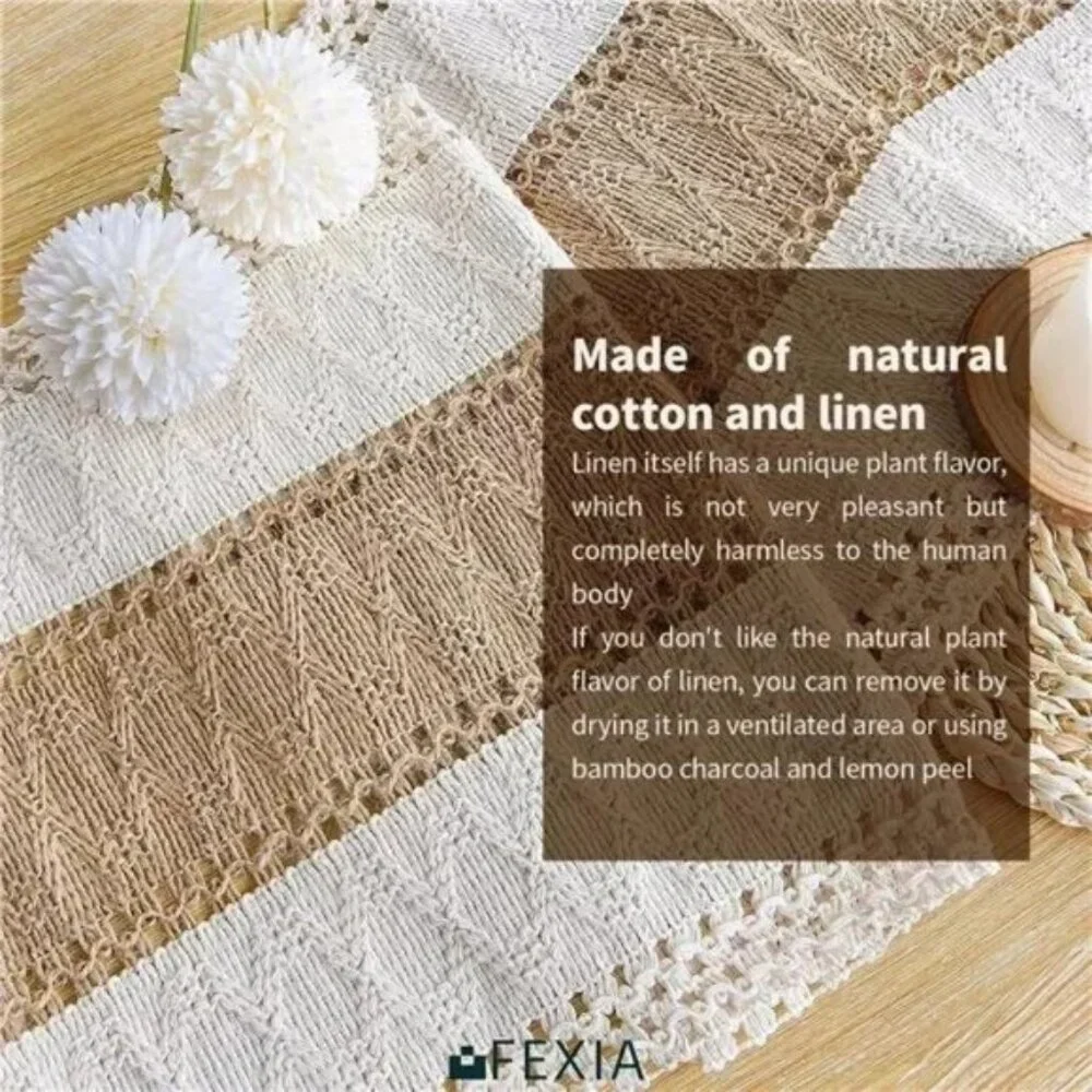 Boho Table Runner for Home Decor 72 Inches Long Farmhouse Rustic Table Runner